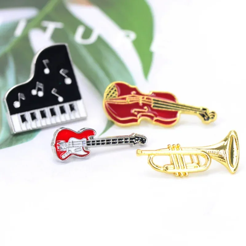 Musical Instrument Names - Retro criativo guitarra violino piano esmalte