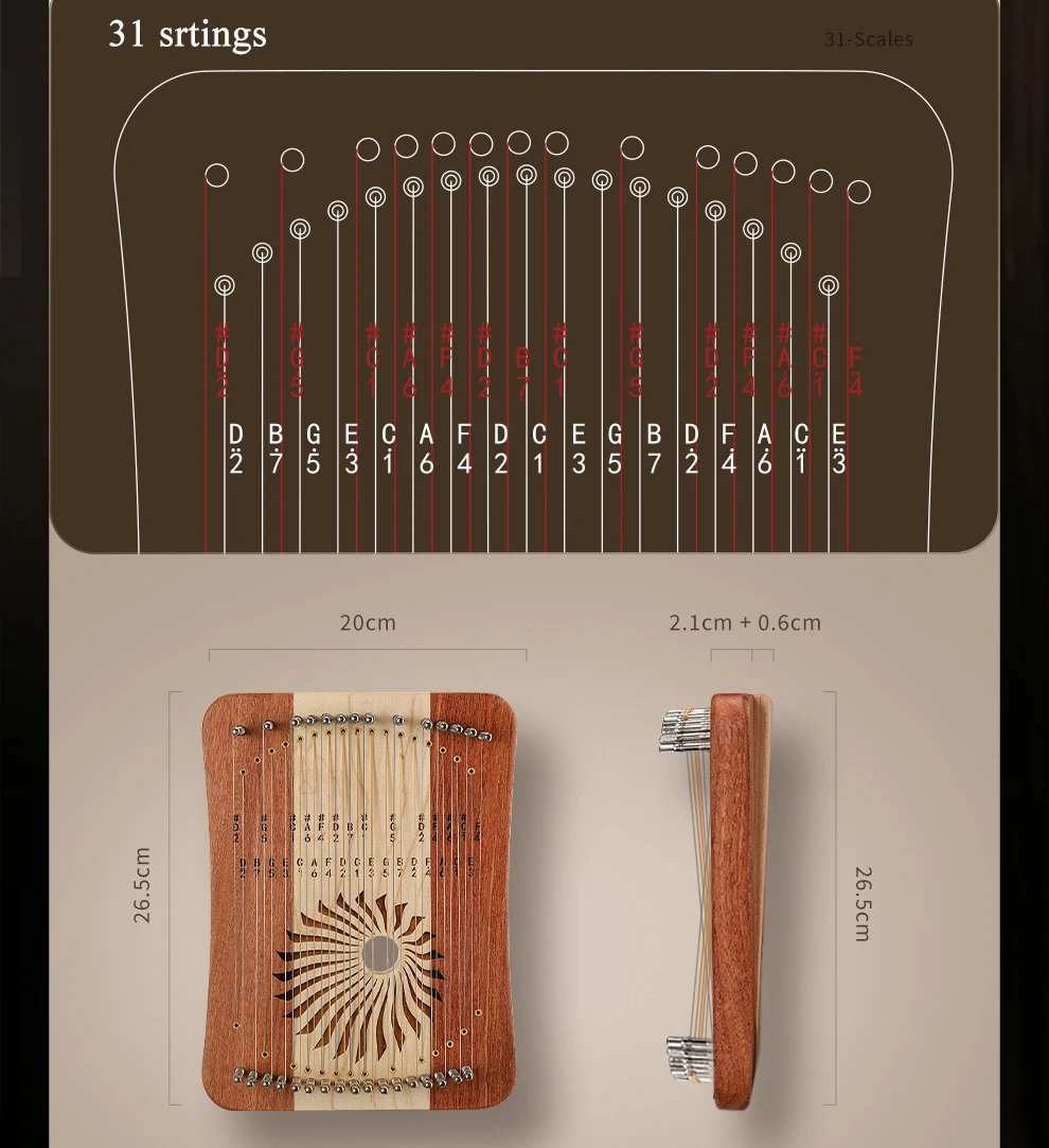 Hluru Lira de Dedo de Madeira  - Musical Instrument Names avaliação e preço